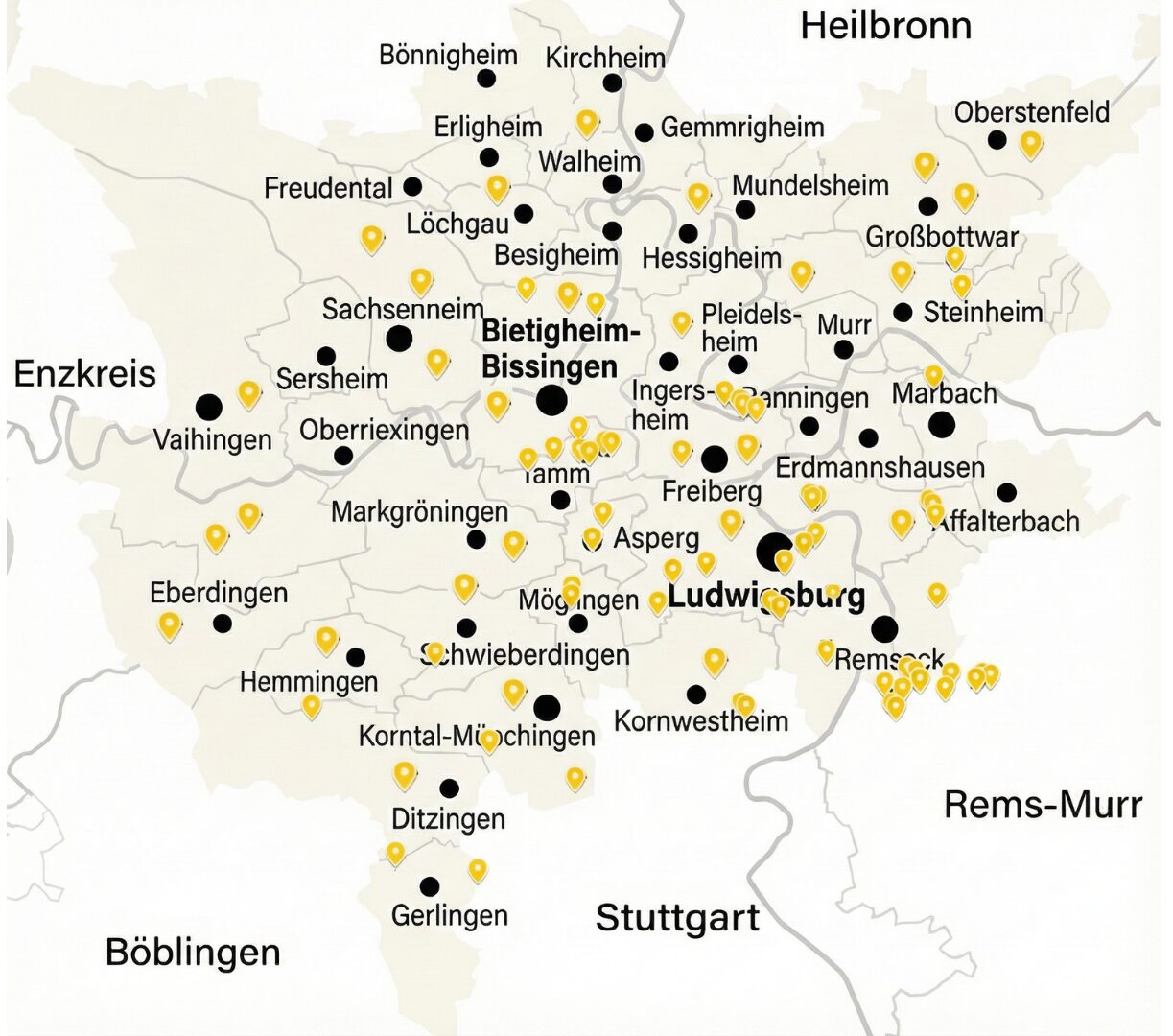 Projektkarte von Kreis Ludwigsburg